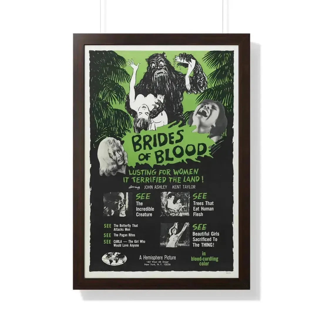 BRIDES OF BLOOD 1968 - Framed Movie Poster 20" x 30" Walnut - The Sticker Space