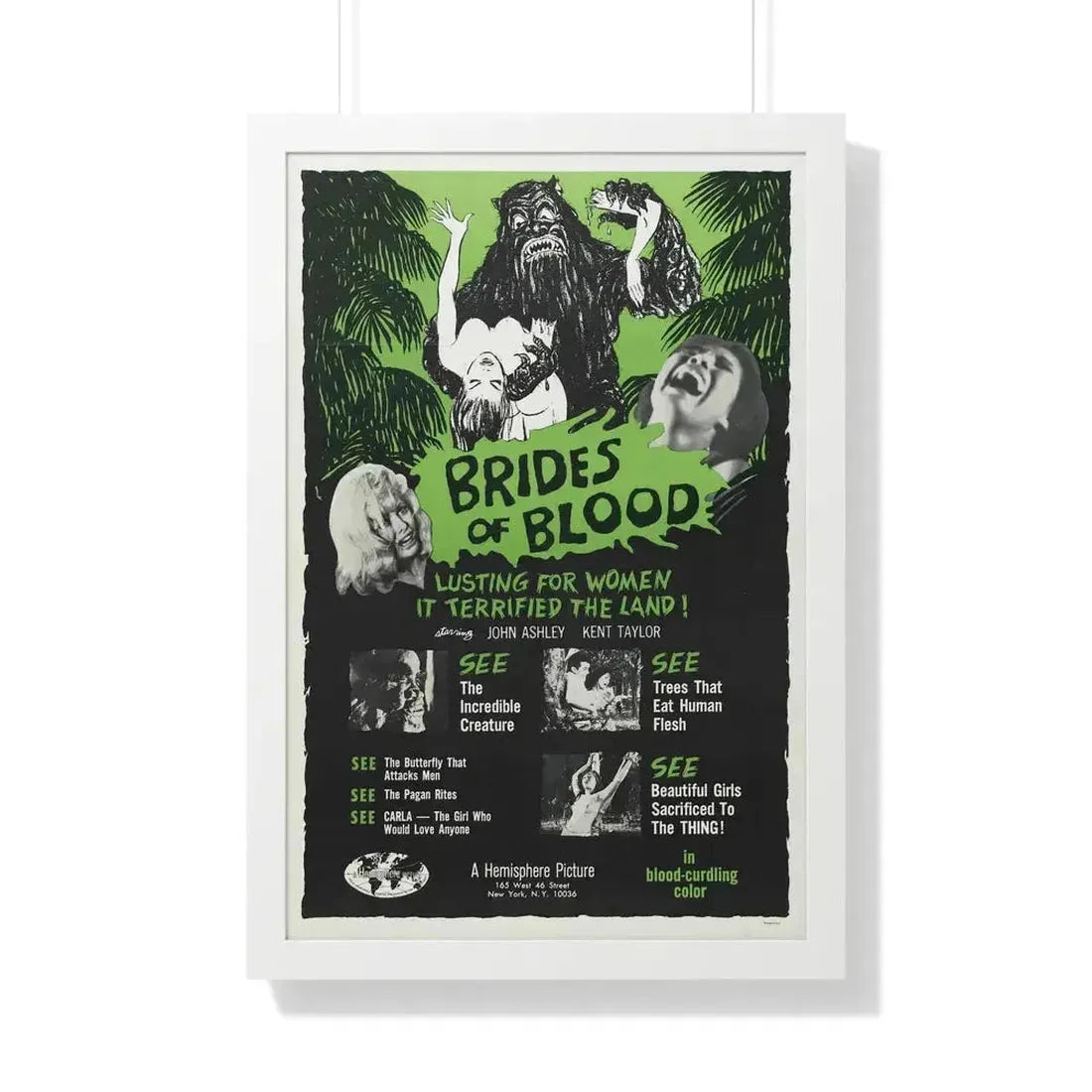 BRIDES OF BLOOD 1968 - Framed Movie Poster 20" x 30" White - The Sticker Space