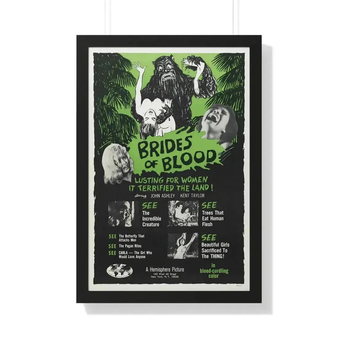 BRIDES OF BLOOD 1968 - Framed Movie Poster - The Sticker Space