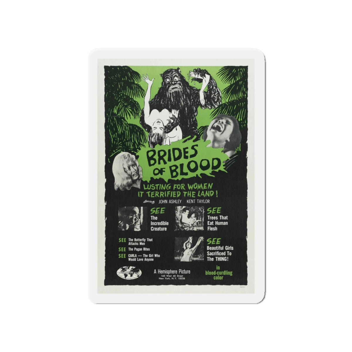 BRIDES OF BLOOD 1968 Movie Poster - Die-Cut Magnet-4" x 4"-The Sticker Space