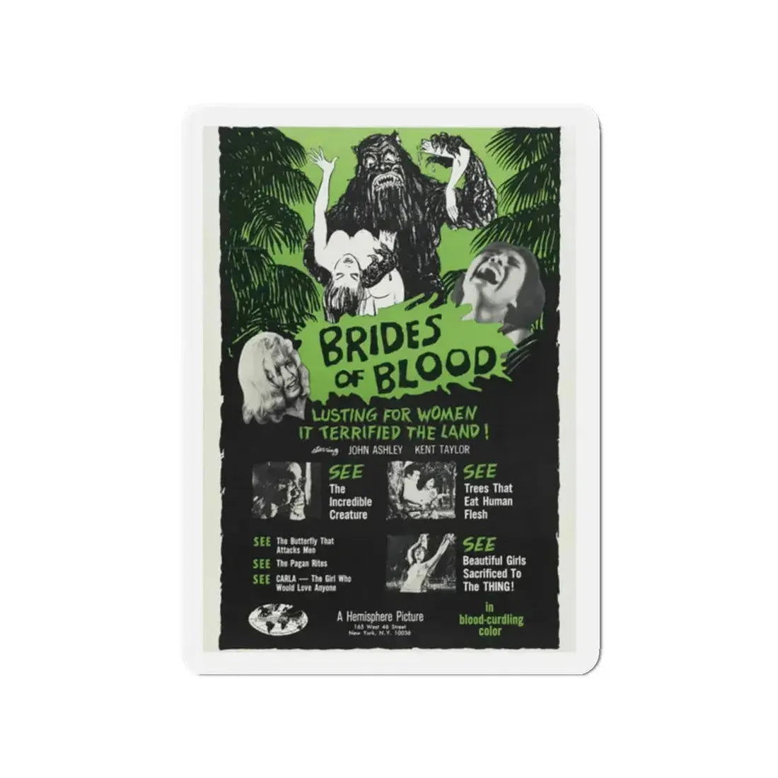 BRIDES OF BLOOD 1968 Movie Poster - Refrigerator Magnet 2 Inch - The Sticker Space