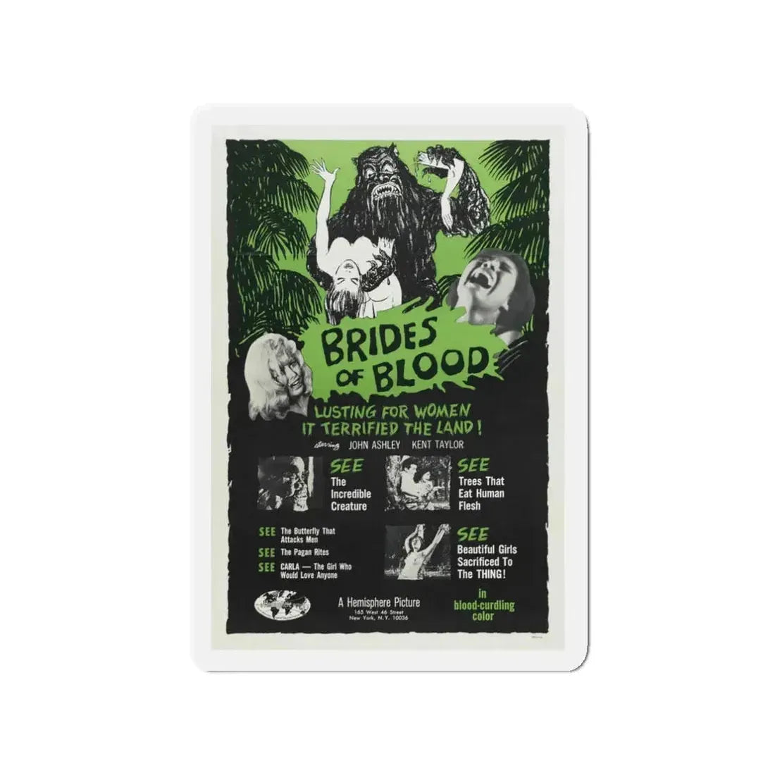 BRIDES OF BLOOD 1968 Movie Poster - Refrigerator Magnet 3 Inch - The Sticker Space