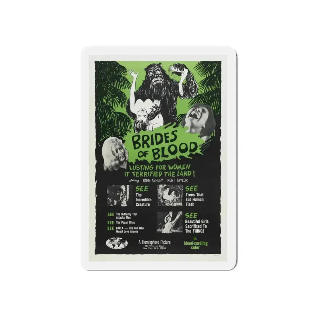 BRIDES OF BLOOD 1968 Movie Poster - Refrigerator Magnet 5 Inch - The Sticker Space