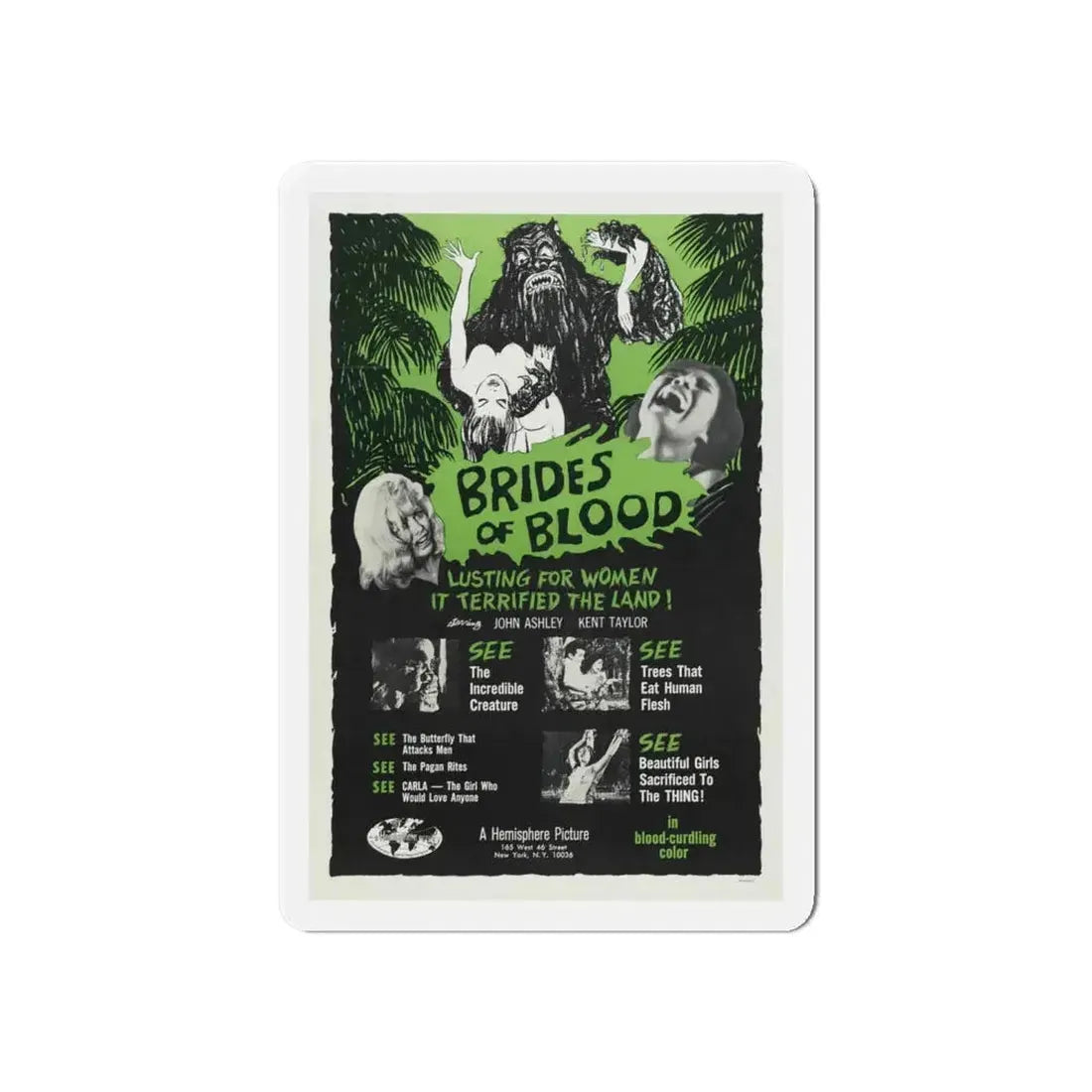 BRIDES OF BLOOD 1968 Movie Poster - Refrigerator Magnet 6 Inch - The Sticker Space