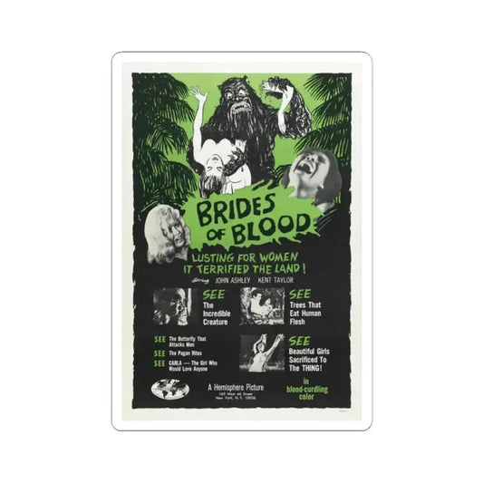BRIDES OF BLOOD 1968 Movie Poster - STICKER Vinyl Kiss-Cut Decal 2 Inch White - The Sticker Space