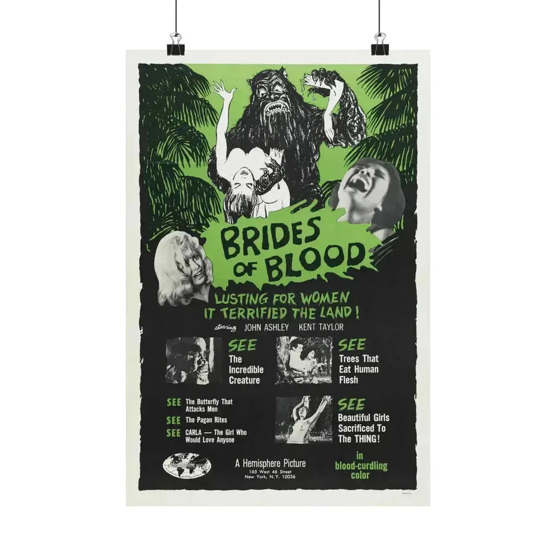 BRIDES OF BLOOD 1968 - Paper Movie Poster 12″ x 18″ Matte - The Sticker Space