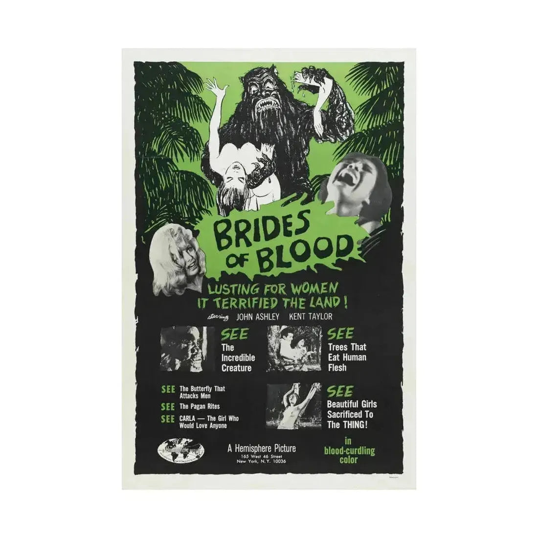 BRIDES OF BLOOD 1968 - Paper Movie Poster - The Sticker Space