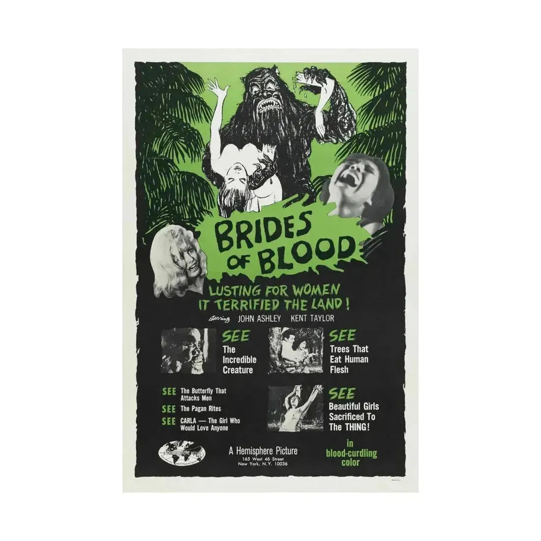 BRIDES OF BLOOD 1968 - Paper Movie Poster - The Sticker Space