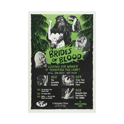 BRIDES OF BLOOD 1968 - Paper Movie Poster - The Sticker Space