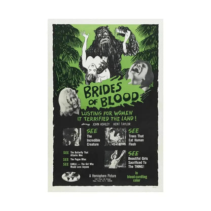 BRIDES OF BLOOD 1968 - Paper Movie Poster - The Sticker Space