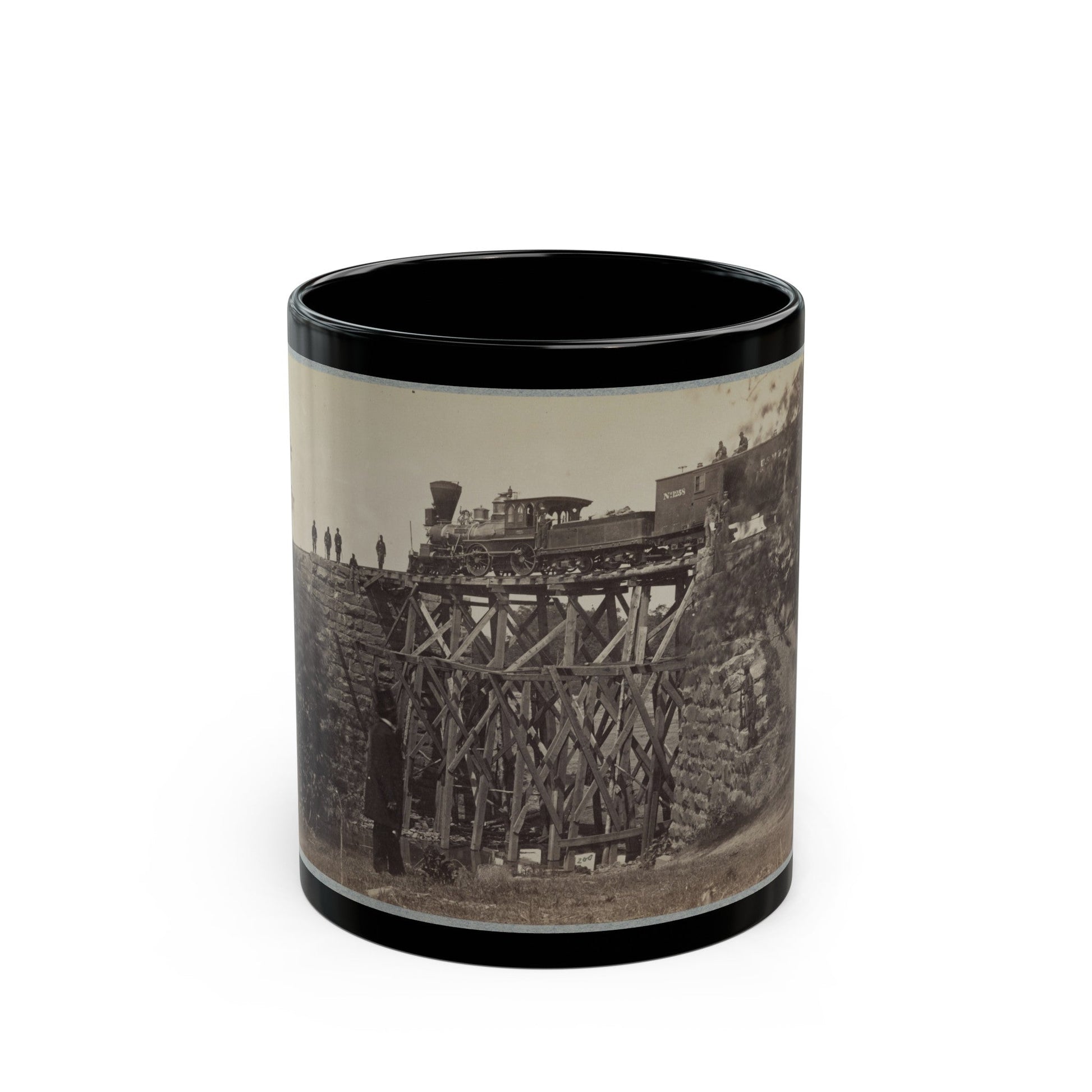 Bridge On Orange & Alexandria Railroad (U.S. Civil War) Black Coffee Mug-11oz-The Sticker Space