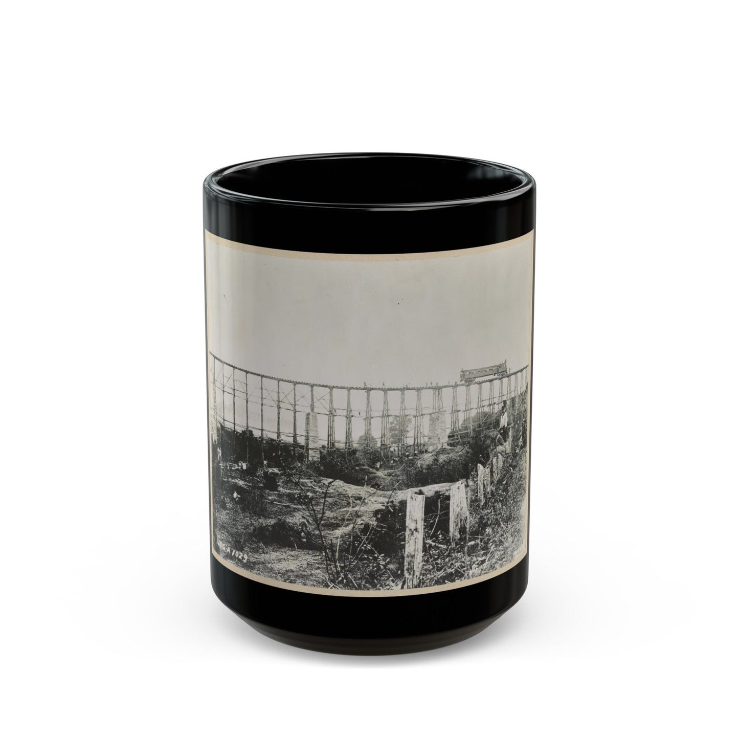 Bridge Over Running Water Creek Destroyed During The Civil War (U.S. Civil War) Black Coffee Mug-15oz-The Sticker Space