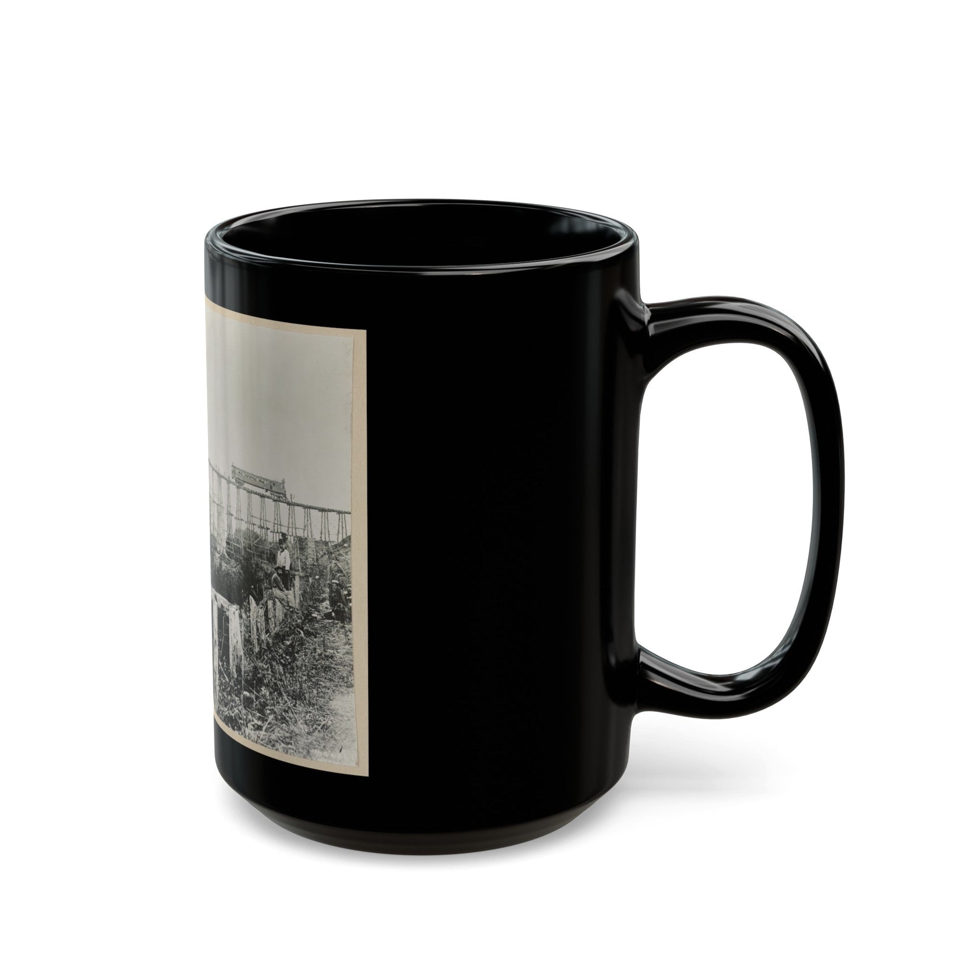 Bridge Over Running Water Creek Destroyed During The Civil War (U.S. Civil War) Black Coffee Mug-The Sticker Space