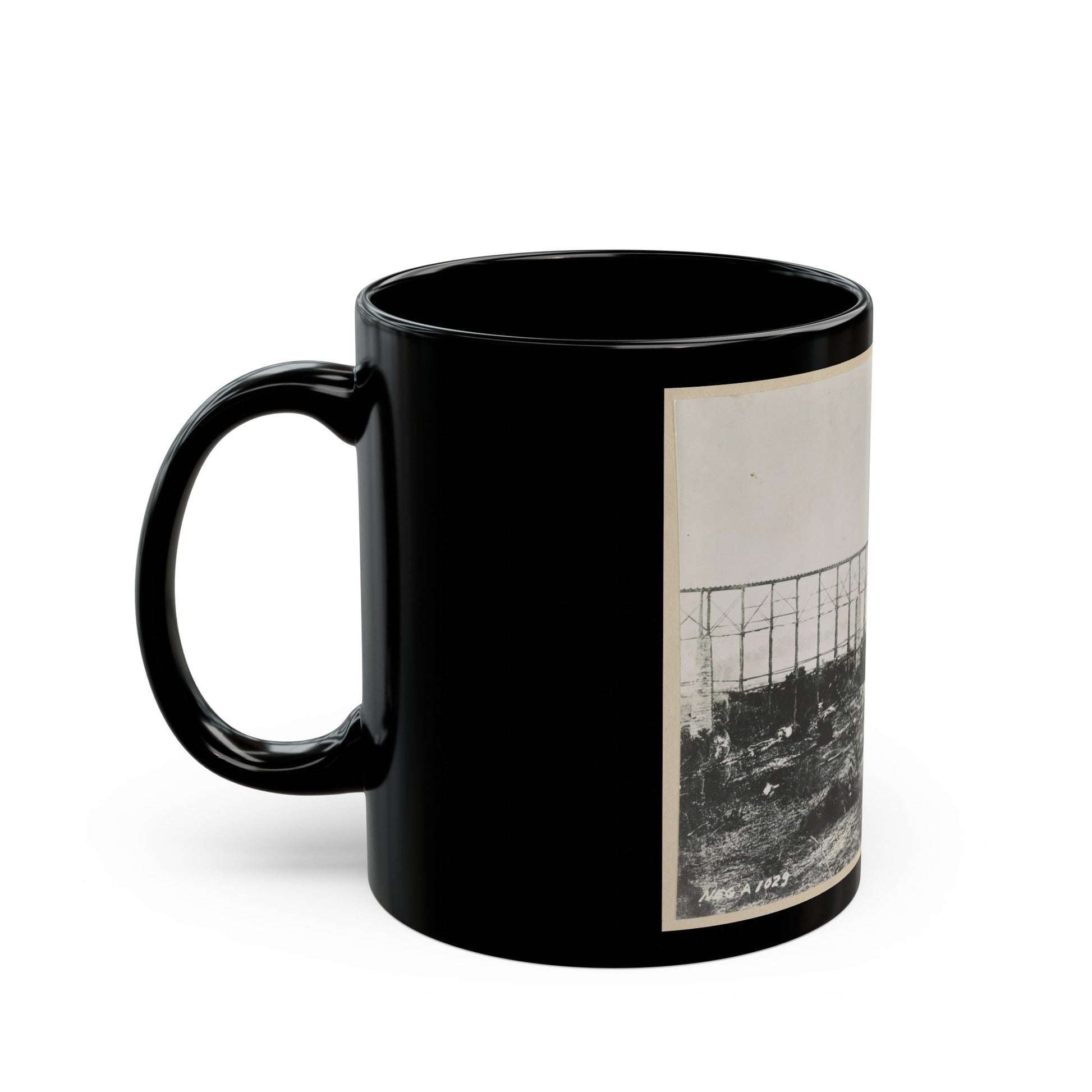 Bridge Over Running Water Creek Destroyed During The Civil War (U.S. Civil War) Black Coffee Mug-The Sticker Space