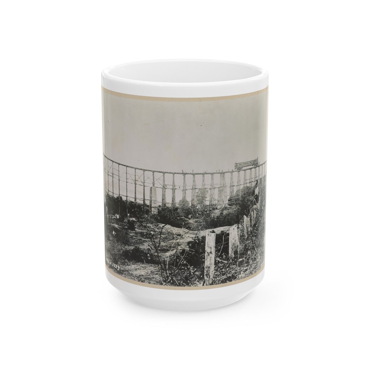 Bridge Over Running Water Creek Destroyed During The Civil War (U.S. Civil War) White Coffee Mug-15oz-The Sticker Space