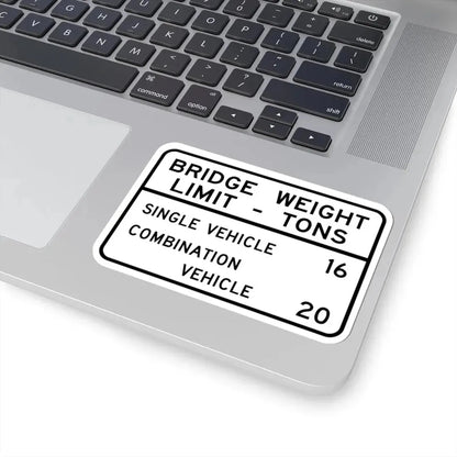 BRIDGE WEIGHT LIMIT TONS SINGLE VEHICLE 16 COMBINA Illinois MUTCD R12-I101 template (Illinois) (Road Sign) STICKER Vinyl Kiss-Cut Decal - The Sticker Space