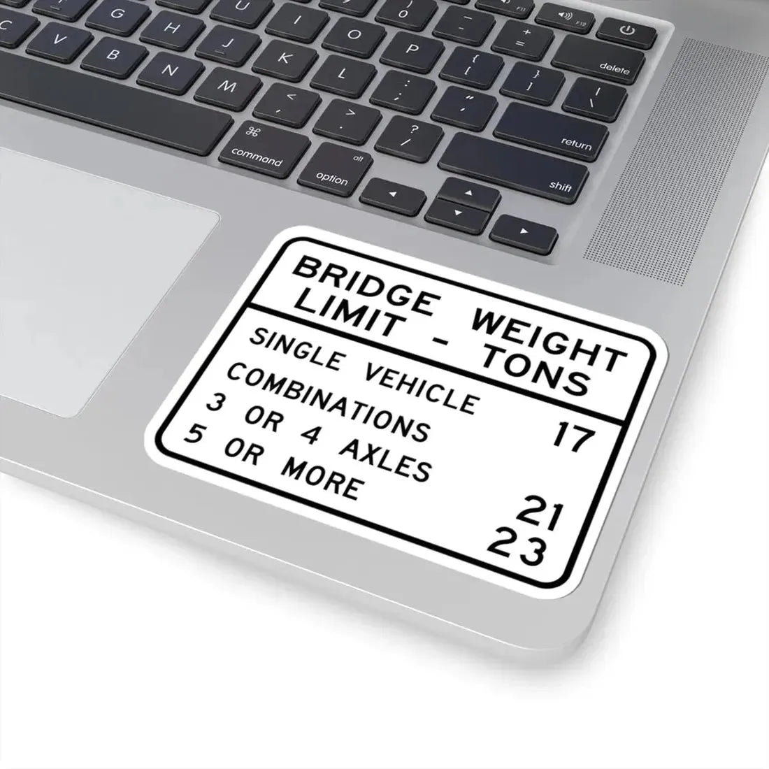 BRIDGE WEIGHT LIMIT TONS SINGLE VEHICLE 17 COMBINA Illinois MUTCD R12-I100 (Illinois) (Road Sign) STICKER Vinyl Kiss-Cut Decal - The Sticker Space