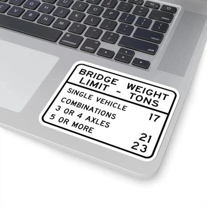 BRIDGE WEIGHT LIMIT TONS SINGLE VEHICLE 17 COMBINA Illinois MUTCD R12-I100 template (Illinois) (Road Sign) STICKER Vinyl Kiss-Cut Decal - The Sticker Space