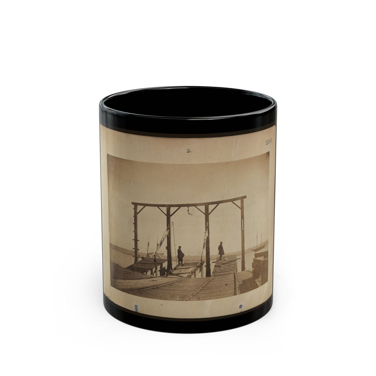 Bridges By Means Of Which Cars Are Loaded Upon Or Unloaded From Arks Or Barges (U.S. Civil War) Black Coffee Mug