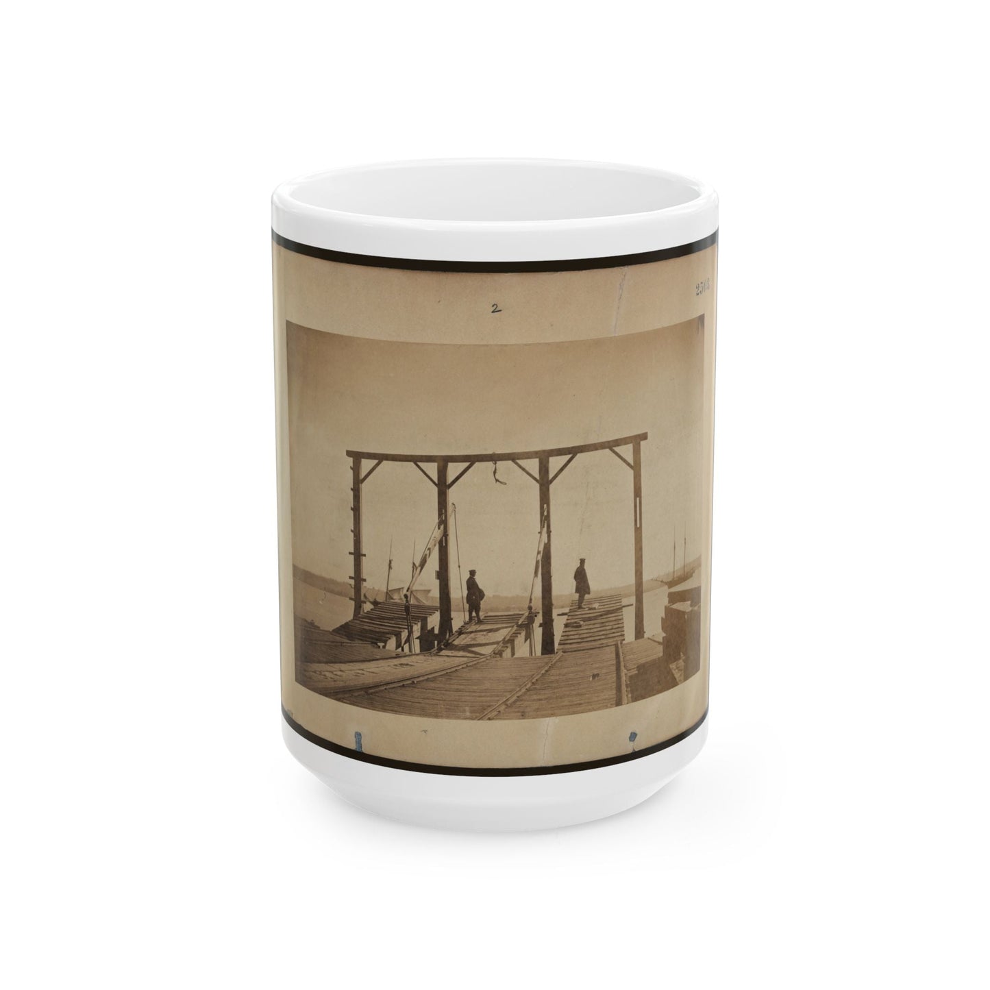 Bridges By Means Of Which Cars Are Loaded Upon Or Unloaded From Arks Or Barges (U.S. Civil War) White Coffee Mug