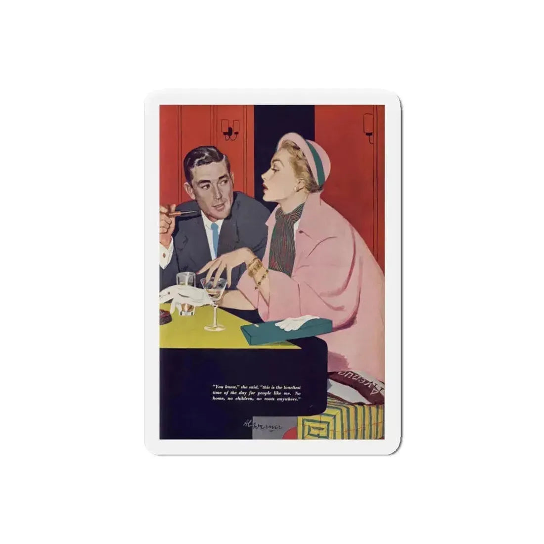 Brief Folly, Redbook, April 1953 (Magazine Illustration) Refrigerator Magnet 6 Inch Die-Cut - The Sticker Space