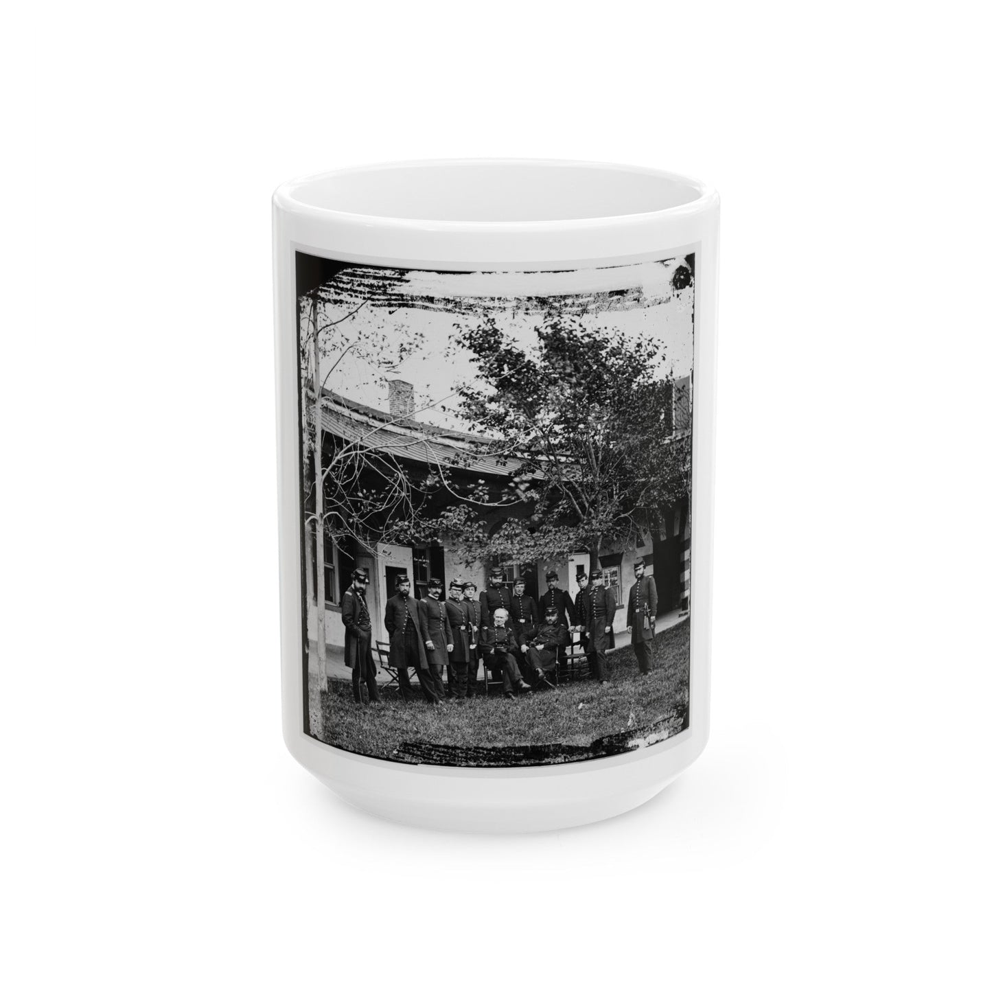 Brig. Gen. Mathew Martin Burke & Staff. (U.S. Civil War) White Coffee Mug-15oz-The Sticker Space