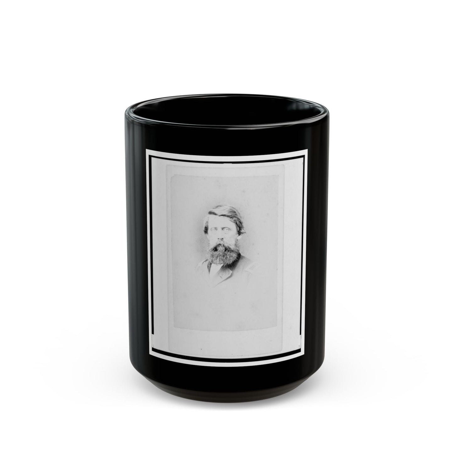 Brigadier General Jefferson Columbus Davis, Union Officer, Bust Portrait, Facing Front (U.S. Civil War) Black Coffee Mug-15oz-The Sticker Space