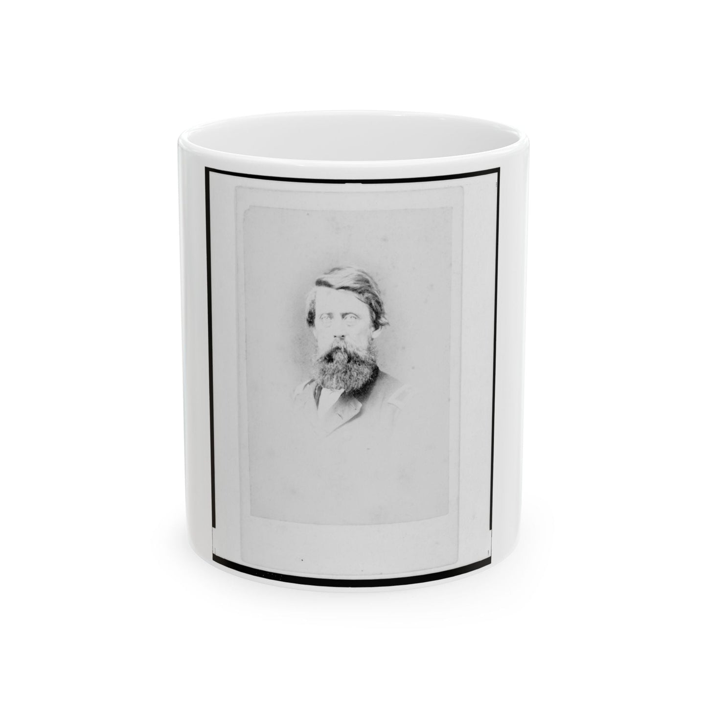 Brigadier General Jefferson Columbus Davis, Union Officer, Bust Portrait, Facing Front (U.S. Civil War) White Coffee Mug-11oz-The Sticker Space