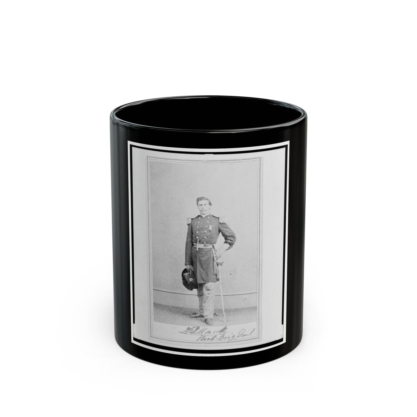 Brigadier General William G. Mank, Union Officer In The 32nd Indiana Regiment, Full-Length Portrait, Standing, Facing Front (U.S. Civil War) Black Coffee Mug