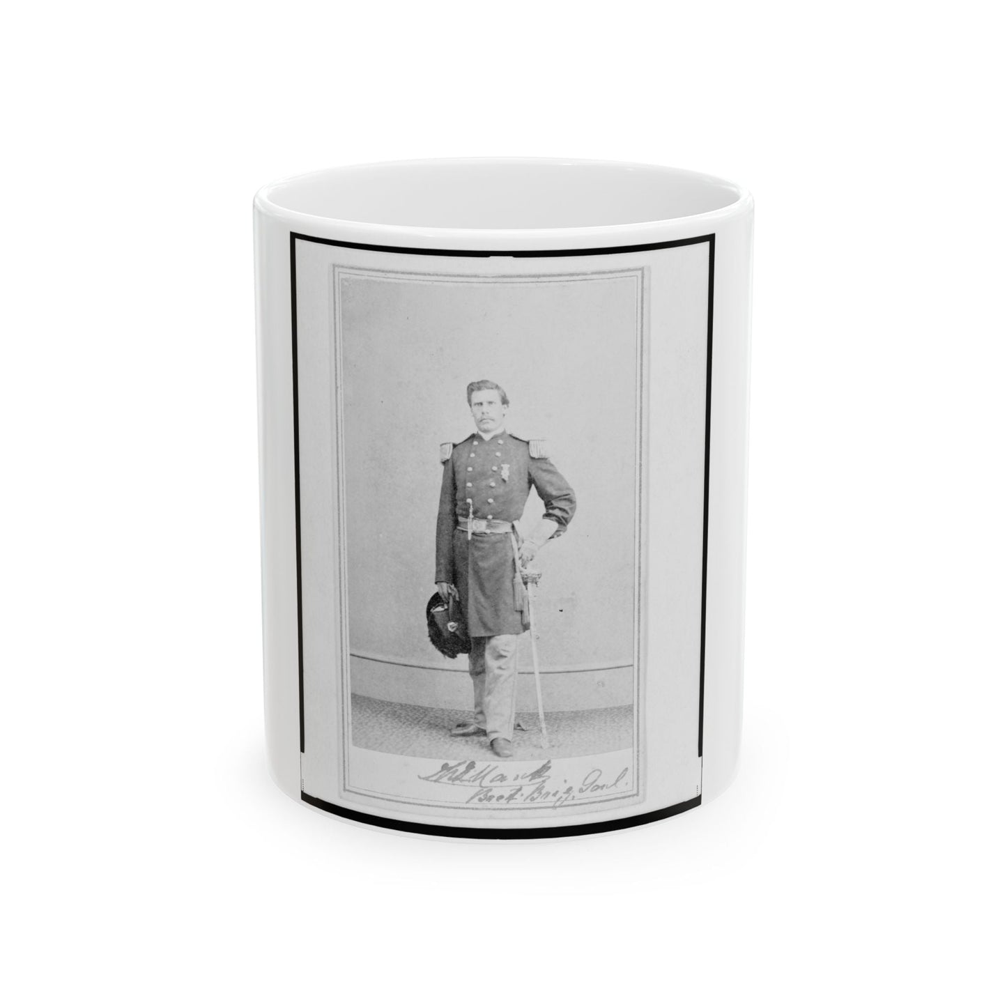 Brigadier General William G. Mank, Union Officer In The 32nd Indiana Regiment, Full-Length Portrait, Standing, Facing Front (U.S. Civil War) White Coffee Mug