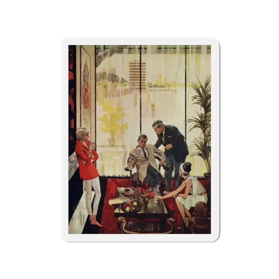 Bright Orange Shroud, Cosmopolitan Illustration, April 1965 (Magazine Illustration) Refrigerator Magnet 2 Inch Die-Cut - The Sticker Space