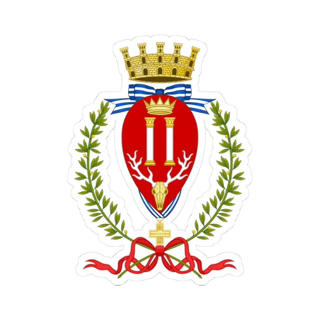 Brindisi-Stemma (Italy) (Coat of Arms) STICKER Vinyl Kiss-Cut Decal 3 Inch White - The Sticker Space