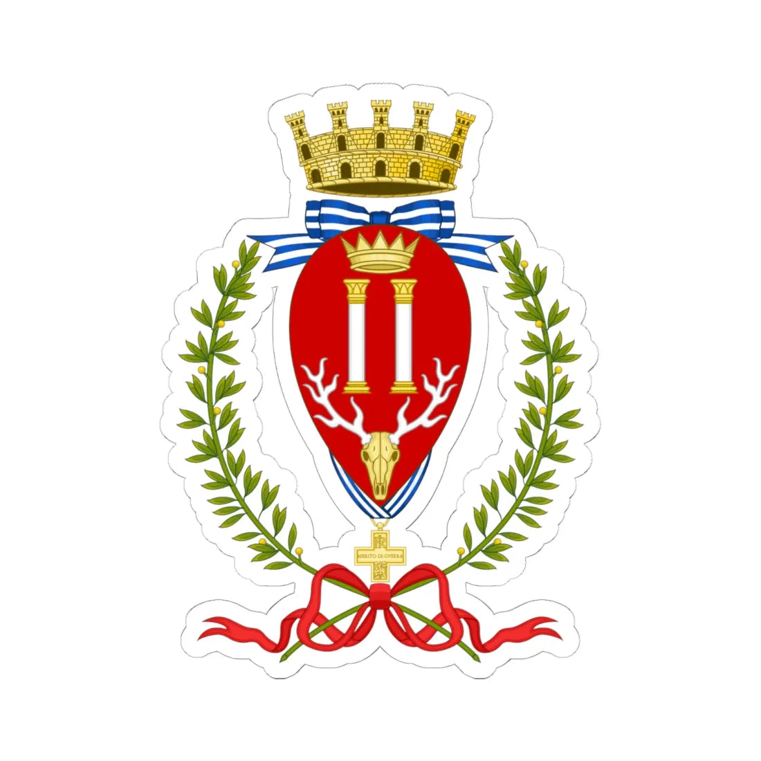 Brindisi-Stemma (Italy) (Coat of Arms) STICKER Vinyl Kiss-Cut Decal 6 Inch White - The Sticker Space