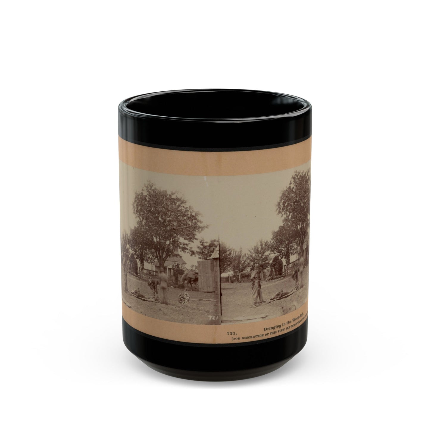 Bringing In The Wounded (U.S. Civil War) Black Coffee Mug-15oz-The Sticker Space