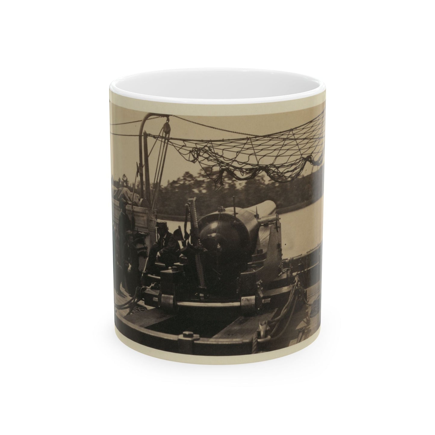 Bringing Parrott Gun Into Position On Board Gun Boat  Mendota,  July 10, 1864 (U.S. Civil War) White Coffee Mug