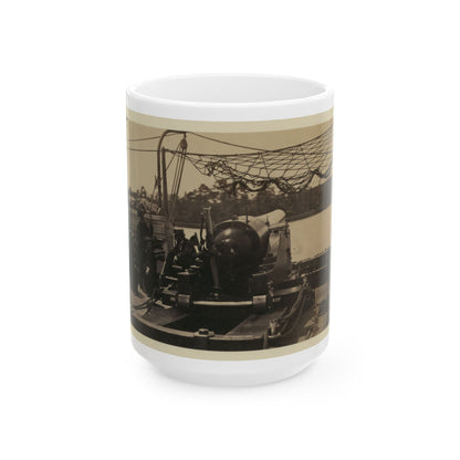 Bringing Parrott Gun Into Position On Board Gun Boat  Mendota,  July 10, 1864 (U.S. Civil War) White Coffee Mug