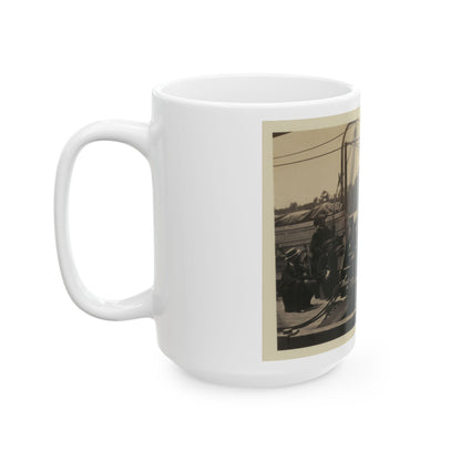 Bringing Parrott Gun Into Position On Board Gun Boat  Mendota,  July 10, 1864 (U.S. Civil War) White Coffee Mug