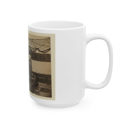 Bringing Parrott Gun Into Position On Board Gun Boat  Mendota,  July 10, 1864 (U.S. Civil War) White Coffee Mug