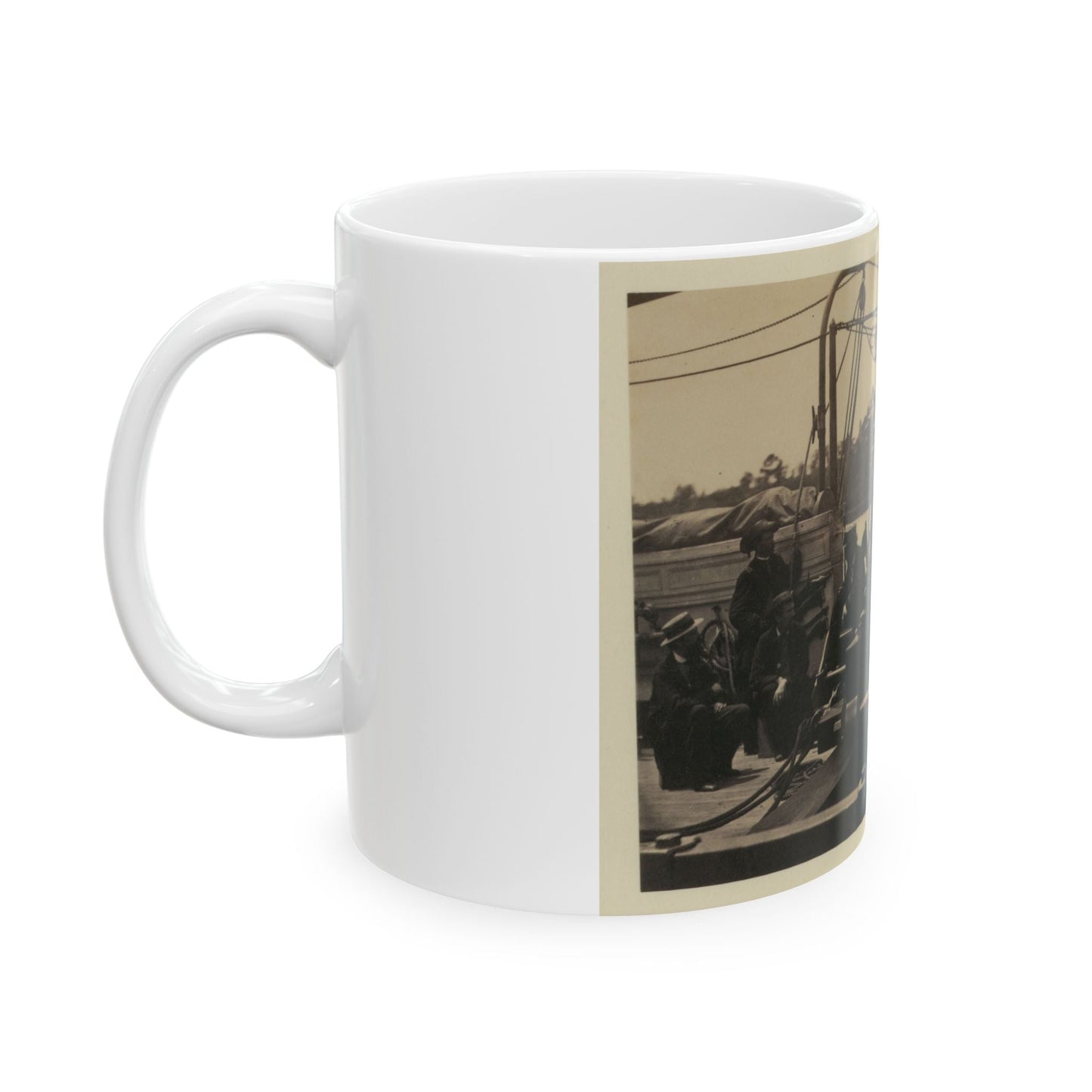 Bringing Parrott Gun Into Position On Board Gun Boat  Mendota,  July 10, 1864 (U.S. Civil War) White Coffee Mug