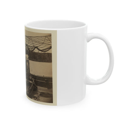 Bringing Parrott Gun Into Position On Board Gun Boat  Mendota,  July 10, 1864 (U.S. Civil War) White Coffee Mug