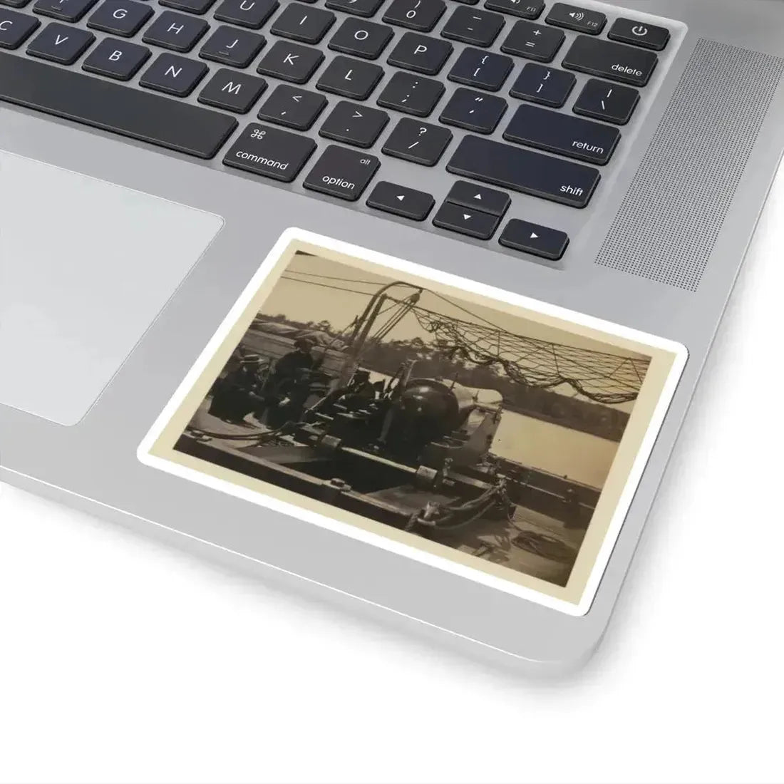 Bringing Parrott Gun Into Position on Board Gun Boat  Mendota,  July 10, 1864 (U.S. Civil War) STICKER Vinyl Kiss-Cut Decal - The Sticker Space