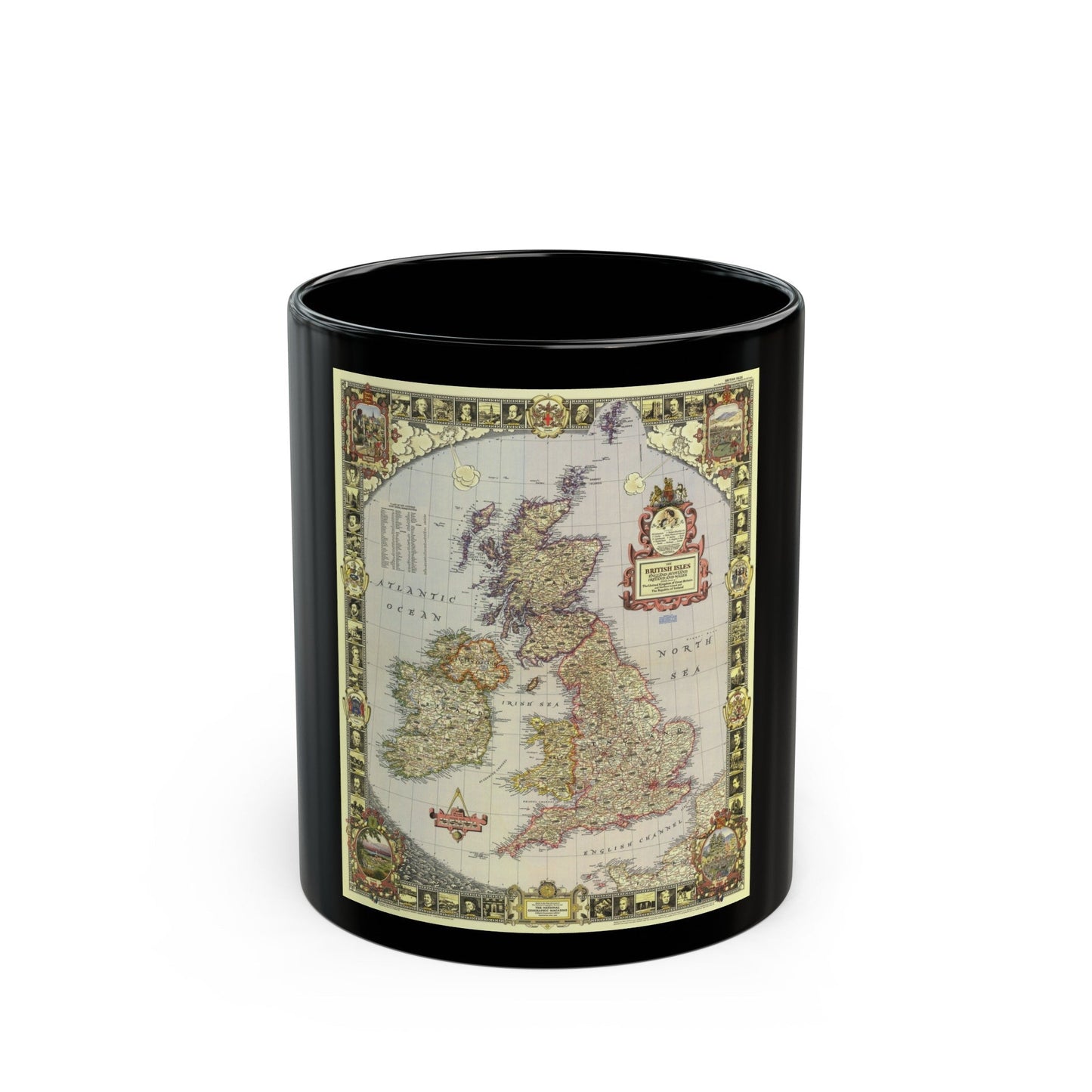 British Isles (1949) (Map) Black Coffee Mug-11oz-The Sticker Space