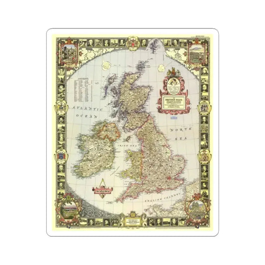 British Isles (1949) (Map) STICKER Vinyl Kiss-Cut Decal 2 Inch White - The Sticker Space