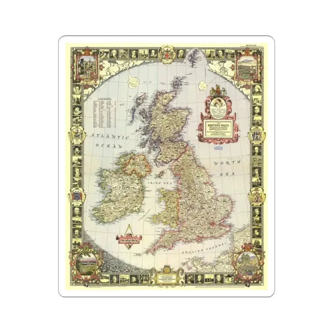 British Isles (1949) (Map) STICKER Vinyl Kiss-Cut Decal 6 Inch White - The Sticker Space