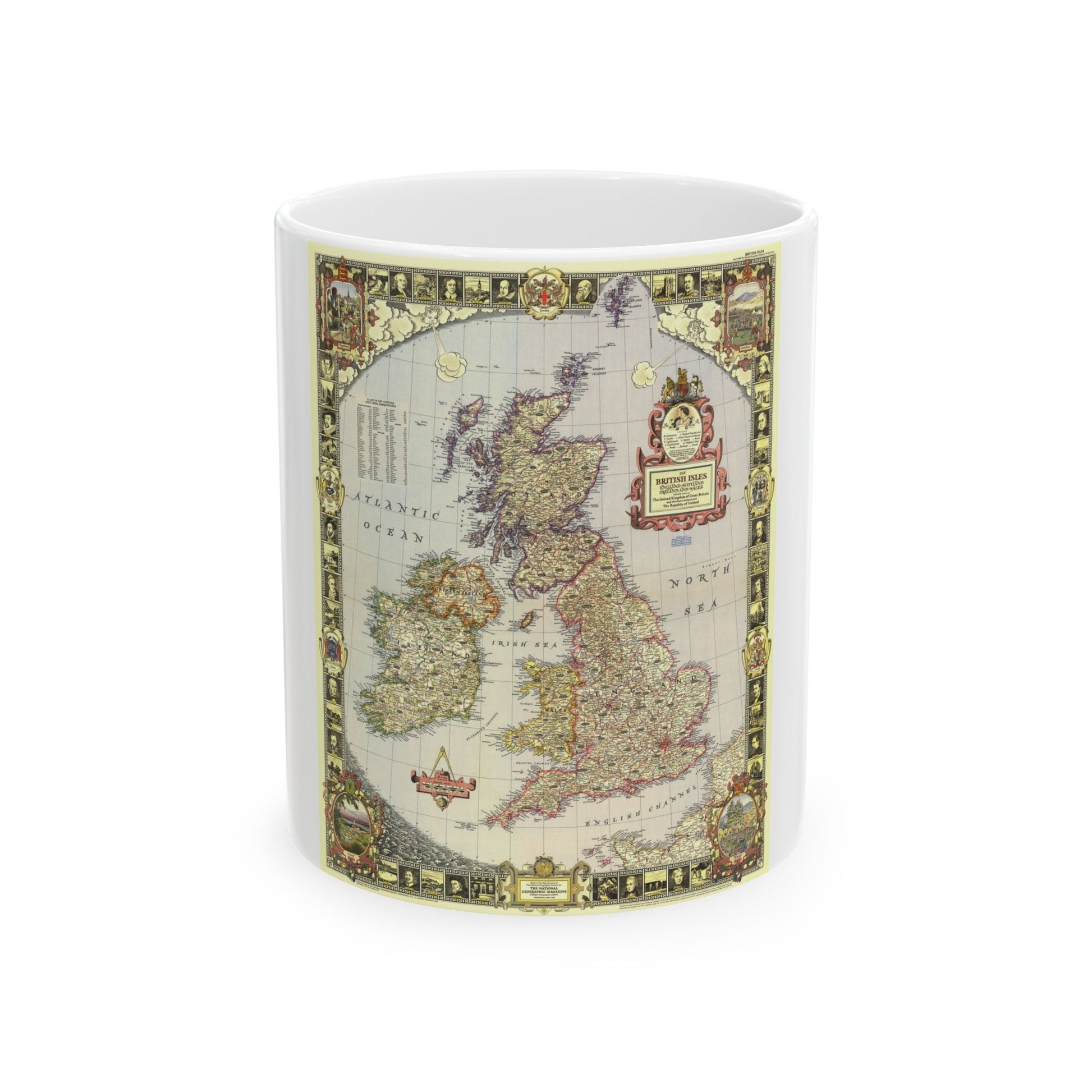 British Isles (1949) (Map) White Coffee Mug-11oz-The Sticker Space