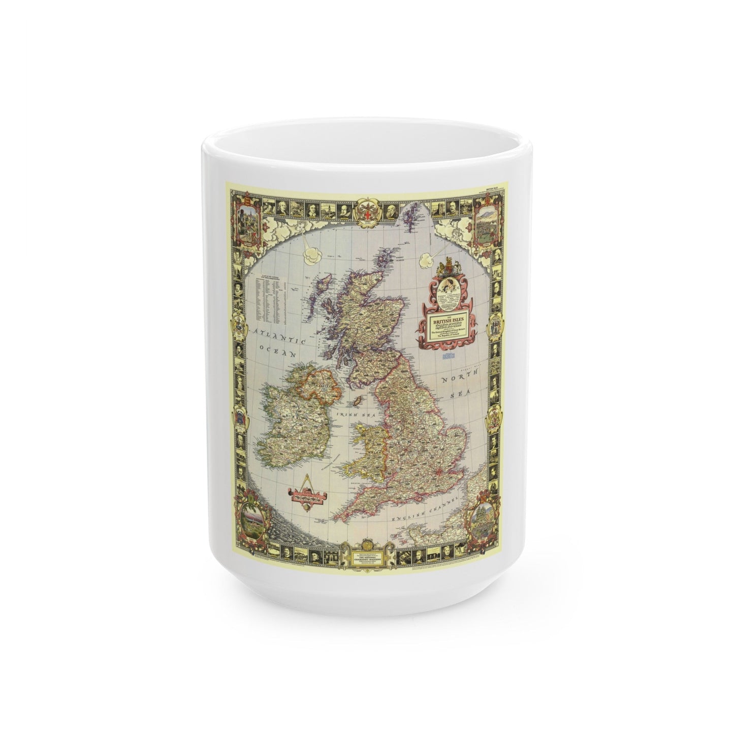 British Isles (1949) (Map) White Coffee Mug-15oz-The Sticker Space