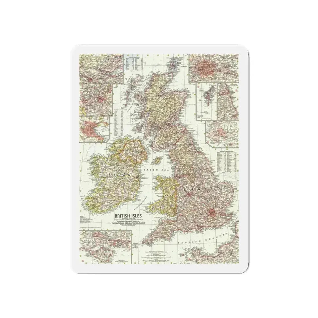 British Isles (1958) (Map) Refrigerator Magnet 4 Inch - The Sticker Space