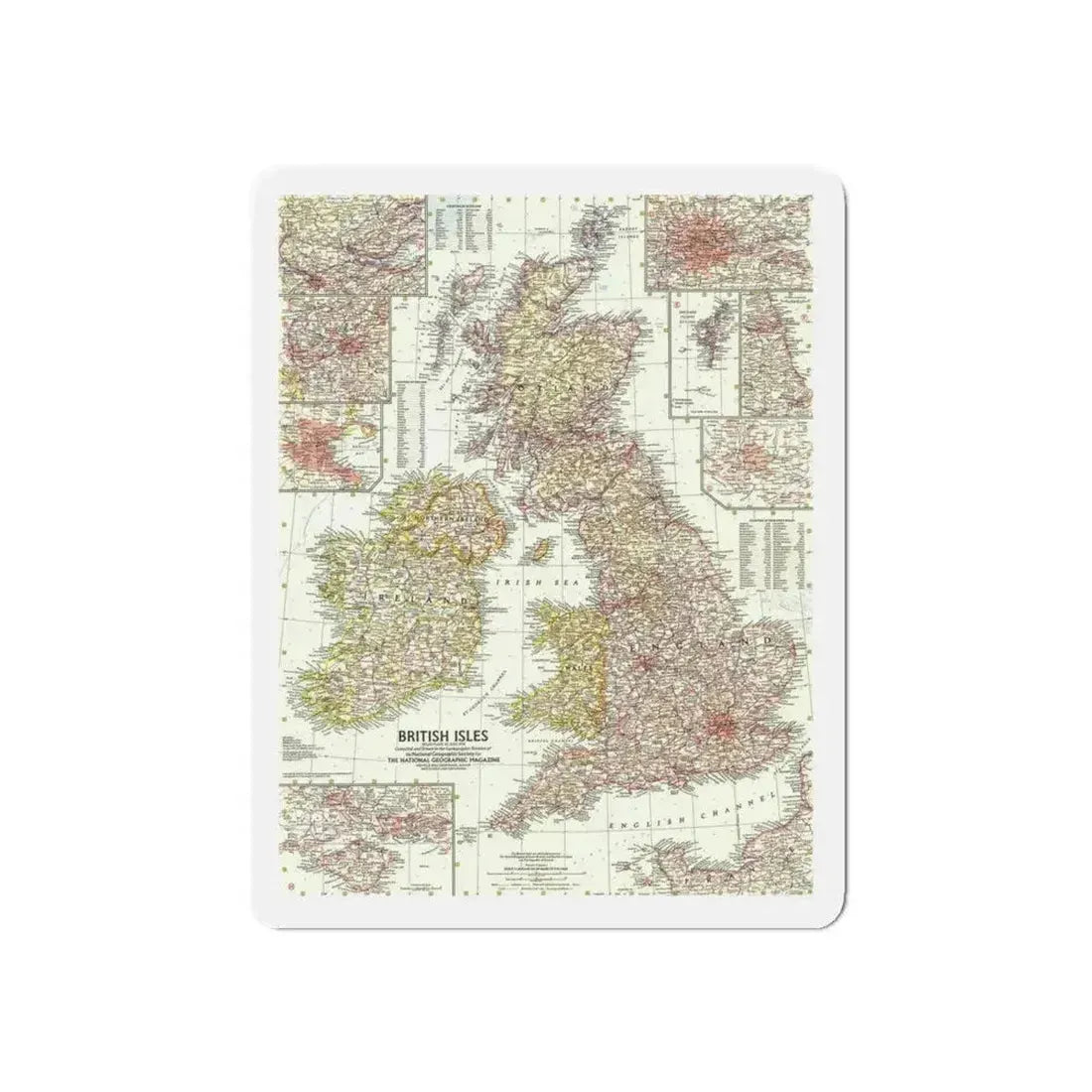 British Isles (1958) (Map) Refrigerator Magnet 6 Inch - The Sticker Space