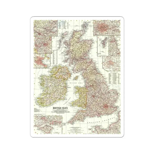 British Isles (1958) (Map) STICKER Vinyl Kiss-Cut Decal 2 Inch White - The Sticker Space