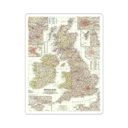 British Isles (1958) (Map) STICKER Vinyl Kiss-Cut Decal 3 Inch White - The Sticker Space